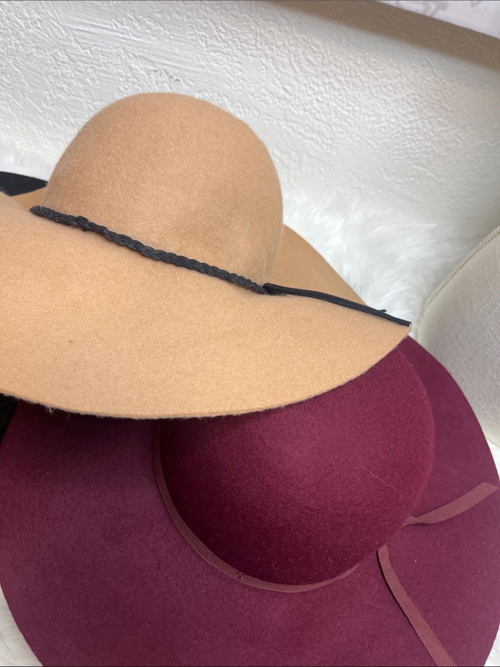 Bundle of Boho Wide Brim Felt Hat - Burgundy, Black, Camel - Picture 5 of 6